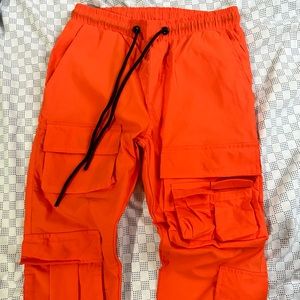Orange cargo women pants